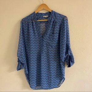 Blue/Burnt Orange Blouse